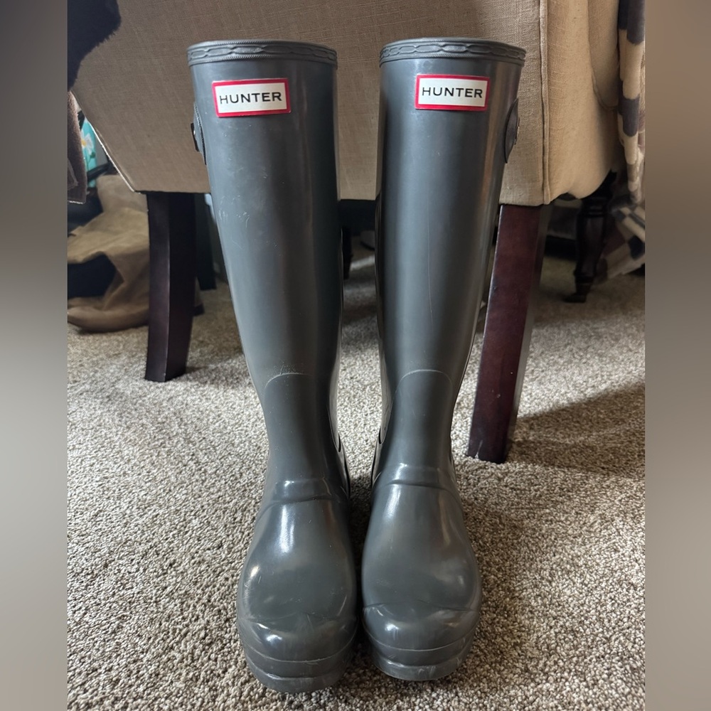 HUNTER Original Gray Graphite Gloss Rain Boots
